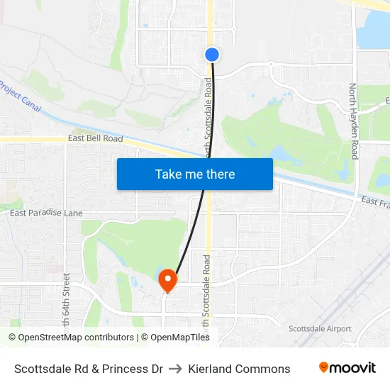 Scottsdale Rd & Princess Dr to Kierland Commons map