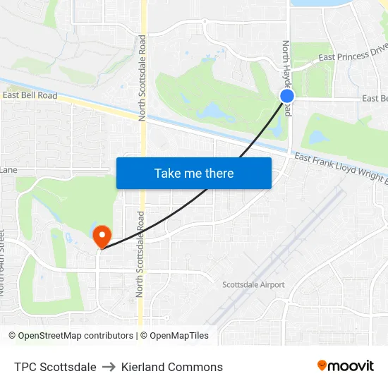 TPC Scottsdale to Kierland Commons map
