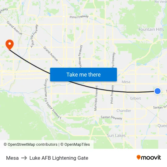 Mesa to Luke AFB Lightening Gate map