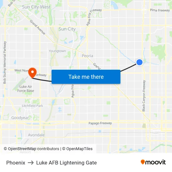 Phoenix to Luke AFB Lightening Gate map