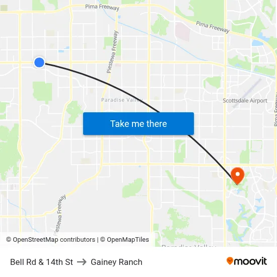 Bell Rd & 14th St to Gainey Ranch map