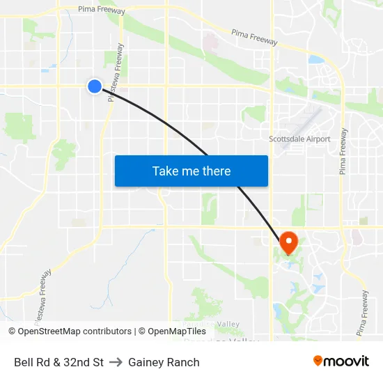 Bell Rd & 32nd St to Gainey Ranch map
