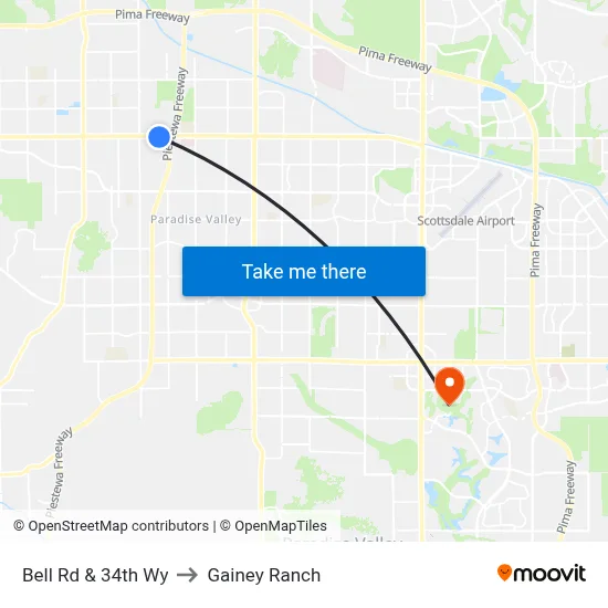 Bell Rd & 34th Wy to Gainey Ranch map