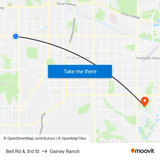 Bell Rd & 3rd St to Gainey Ranch map
