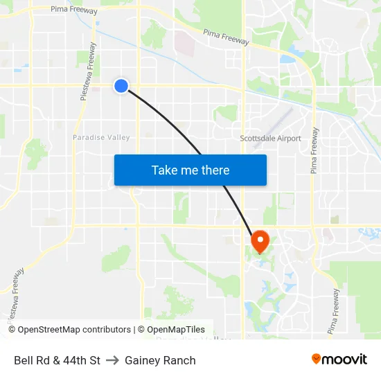 Bell Rd & 44th St to Gainey Ranch map