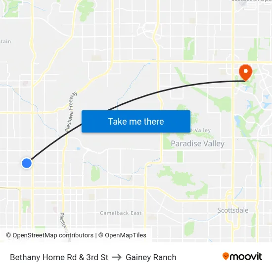 Bethany Home Rd & 3rd St to Gainey Ranch map