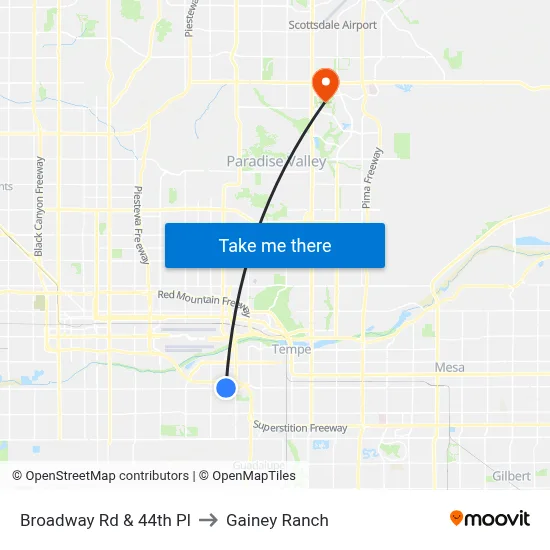 Broadway Rd & 44th Pl to Gainey Ranch map