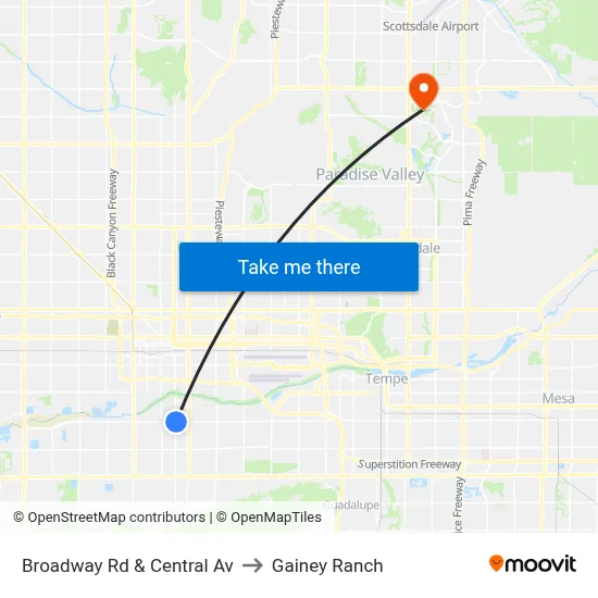 Broadway Rd & Central Av to Gainey Ranch map