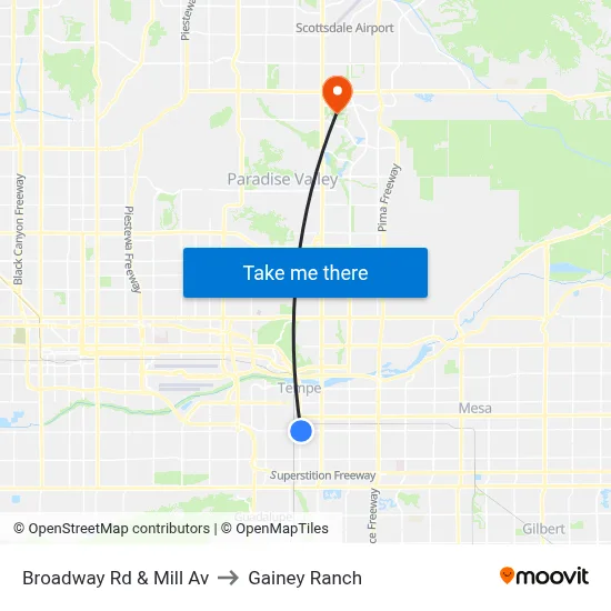 Broadway Rd & Mill Av to Gainey Ranch map