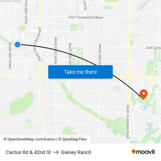 Cactus Rd & 42nd St to Gainey Ranch map