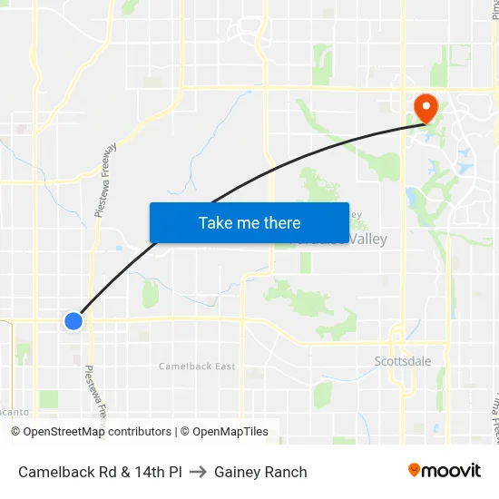 Camelback Rd & 14th Pl to Gainey Ranch map