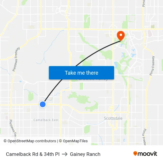 Camelback Rd & 34th Pl to Gainey Ranch map