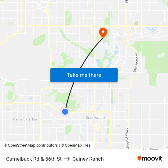 Camelback Rd & 56th St to Gainey Ranch map