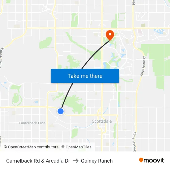 Camelback Rd & Arcadia Dr to Gainey Ranch map