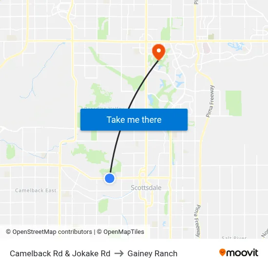 Camelback Rd & Jokake Rd to Gainey Ranch map