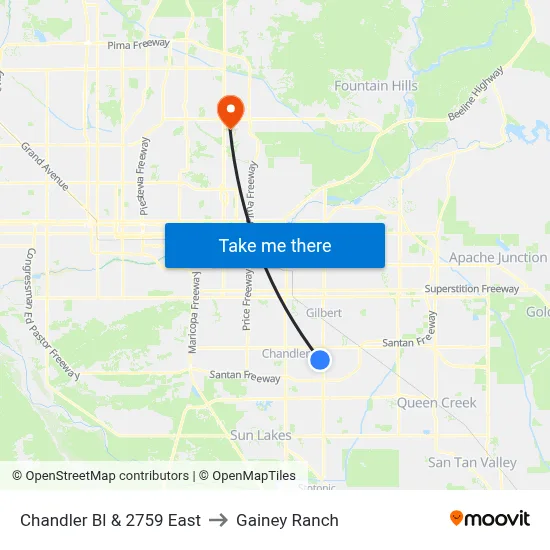 Chandler Bl & 2759 East to Gainey Ranch map