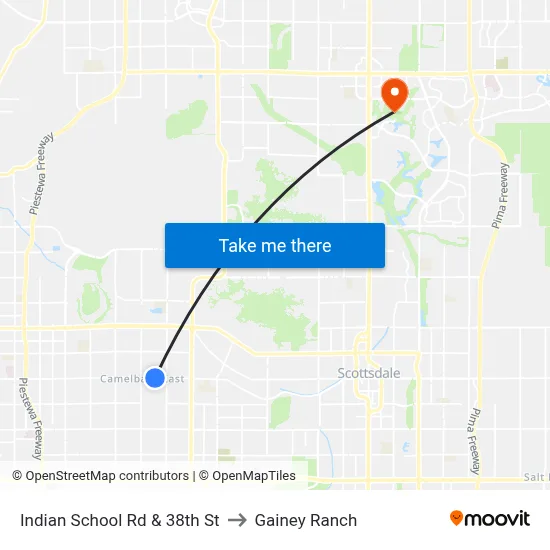 Indian School Rd & 38th St to Gainey Ranch map