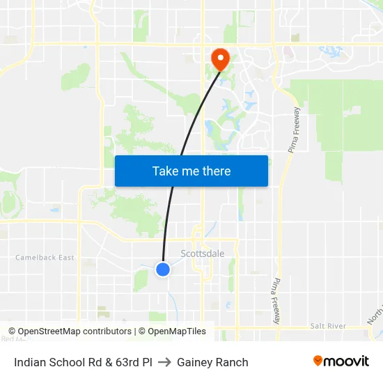 Indian School Rd & 63rd Pl to Gainey Ranch map