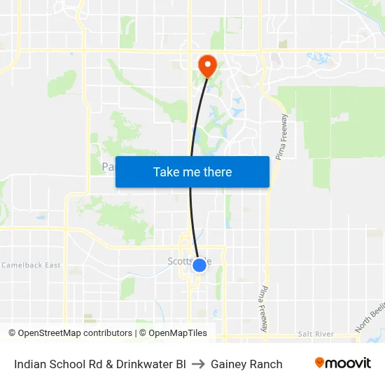 Indian School Rd & Drinkwater Bl to Gainey Ranch map