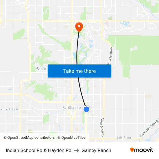Indian School Rd & Hayden Rd to Gainey Ranch map