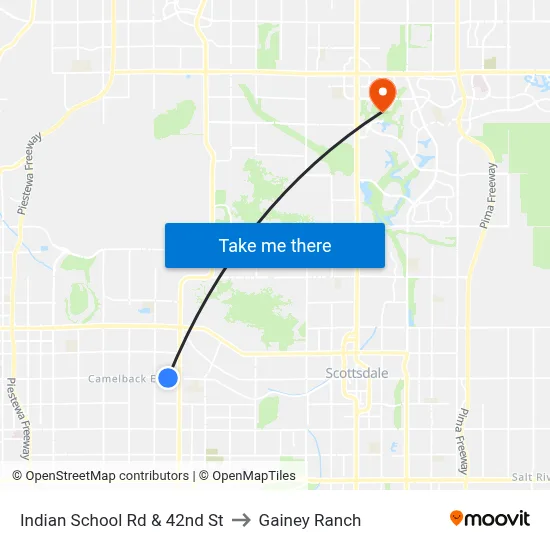 Indian School Rd & 42nd St to Gainey Ranch map