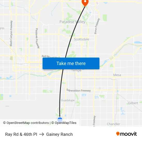 Ray Rd & 46th Pl to Gainey Ranch map