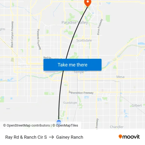 Ray Rd & Ranch Cir S to Gainey Ranch map