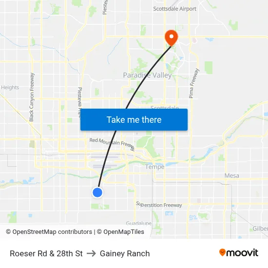 Roeser Rd & 28th St to Gainey Ranch map