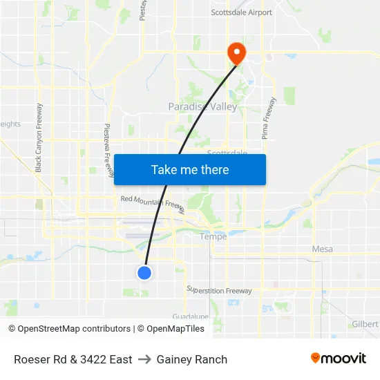 Roeser Rd & 3422 East to Gainey Ranch map