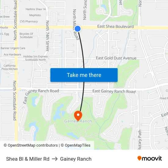 Shea Bl & Miller Rd to Gainey Ranch map