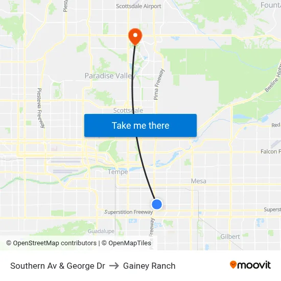 Southern Av & George Dr to Gainey Ranch map