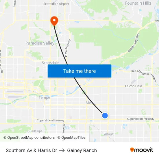 Southern Av & Harris Dr to Gainey Ranch map