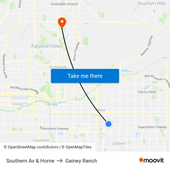 Southern Av & Horne to Gainey Ranch map