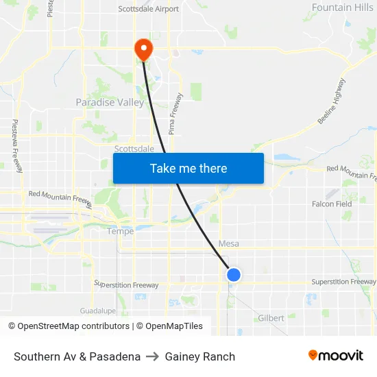 Southern Av & Pasadena to Gainey Ranch map