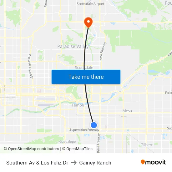 Southern Av & Los Feliz Dr to Gainey Ranch map