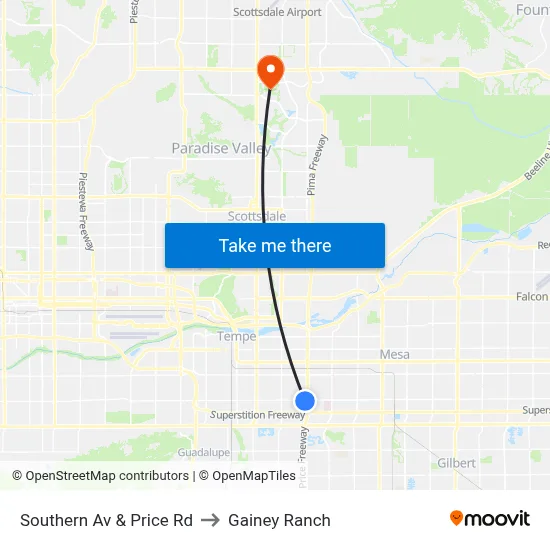 Southern Av & Price Rd to Gainey Ranch map