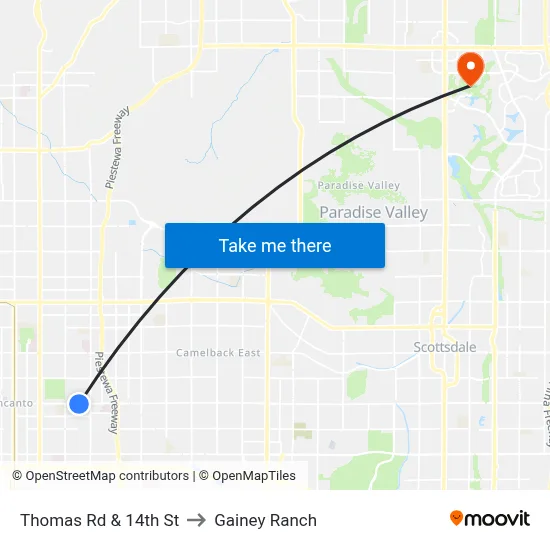 Thomas Rd & 14th St to Gainey Ranch map