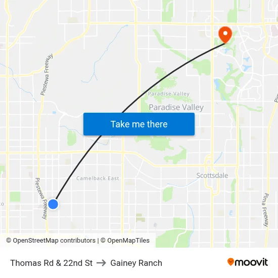 Thomas Rd & 22nd St to Gainey Ranch map