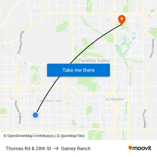 Thomas Rd & 28th St to Gainey Ranch map