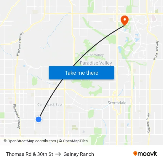 Thomas Rd & 30th St to Gainey Ranch map