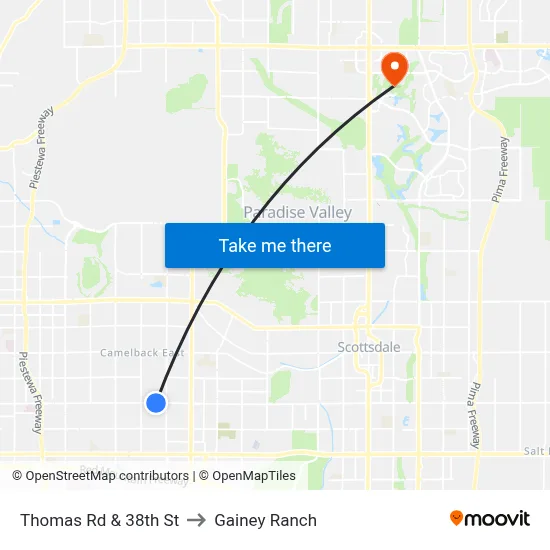 Thomas Rd & 38th St to Gainey Ranch map