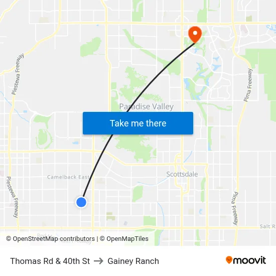 Thomas Rd & 40th St to Gainey Ranch map