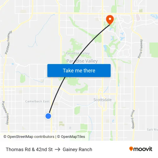Thomas Rd & 42nd St to Gainey Ranch map