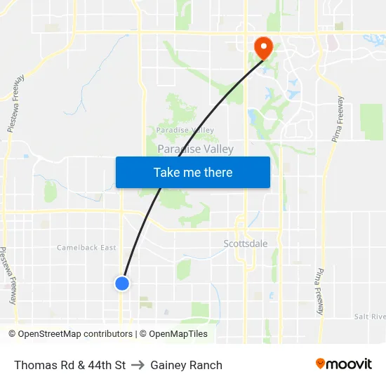Thomas Rd & 44th St to Gainey Ranch map
