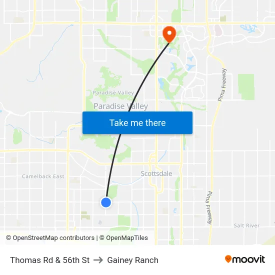 Thomas Rd & 56th St to Gainey Ranch map