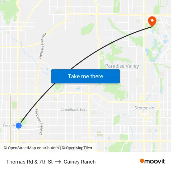 Thomas Rd & 7th St to Gainey Ranch map