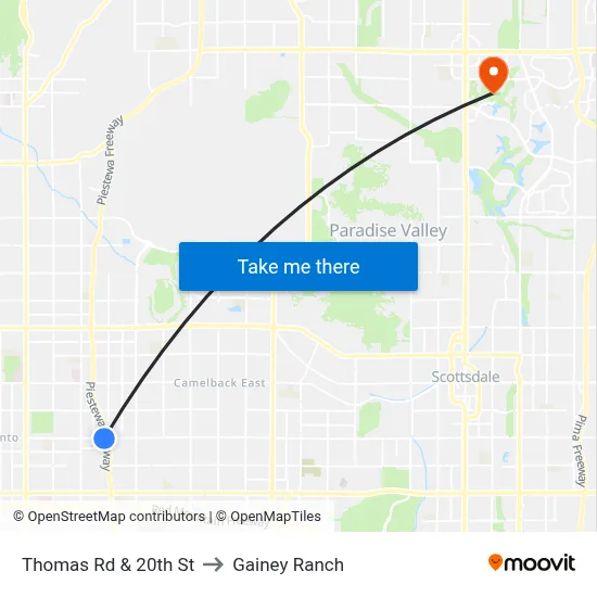 Thomas Rd & 20th St to Gainey Ranch map