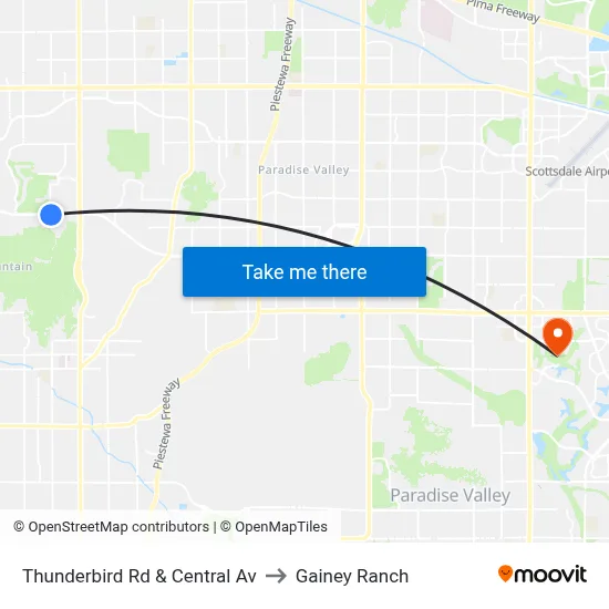 Thunderbird Rd & Central Av to Gainey Ranch map