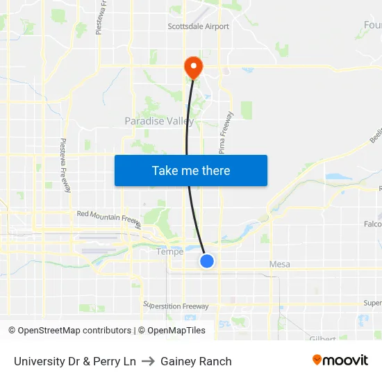 University Dr & Perry Ln to Gainey Ranch map
