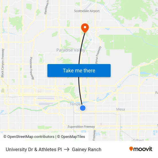 University Dr & Athletes Pl to Gainey Ranch map
